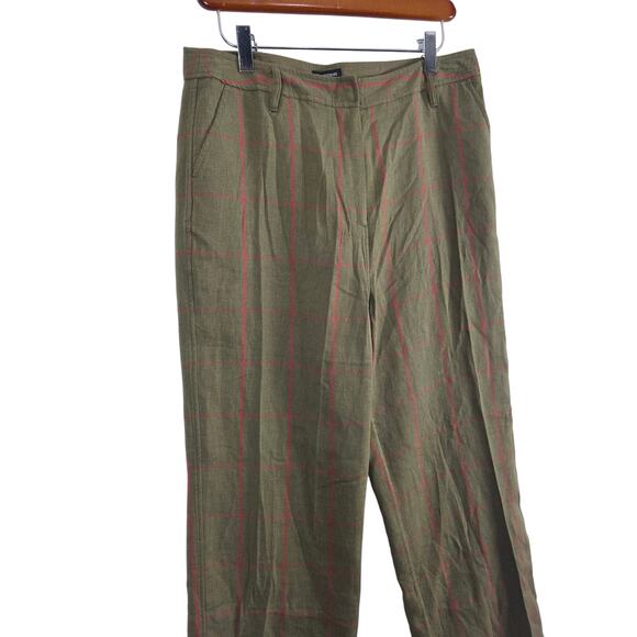 J. Peterman Cottage Core Pants 10 Womens Green Red Striped Preppy 100% Cotton - Picture 2 of 8